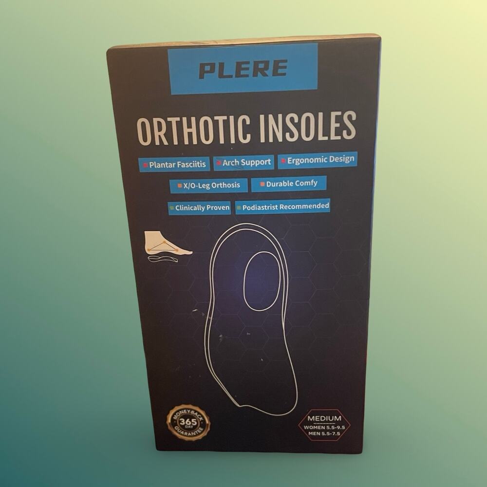 Plere Orthotics Insoles Medium Unisex Arch Support Plantar Fasciitis Ergonomic